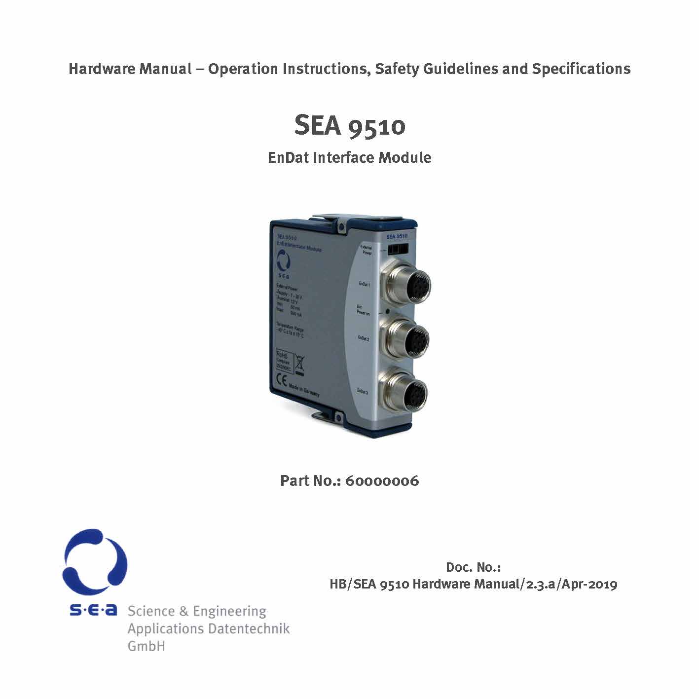 SEA 9510 EnDat Encoder Interface Module - Configuration